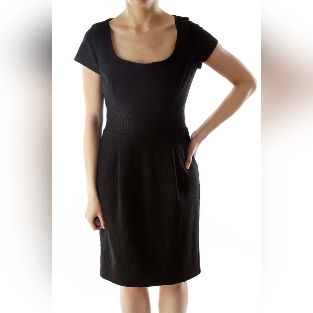 Banana Republic Wool Sheath Midi Dress, Color Black Size 2